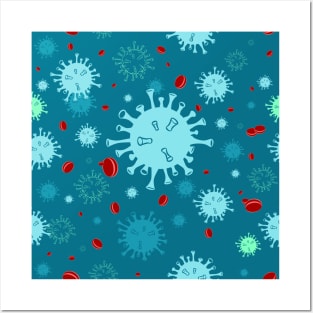 Seamless Pattern Turquoise Virus Disease Posters and Art